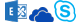 Exchange, OneDrive, Skype